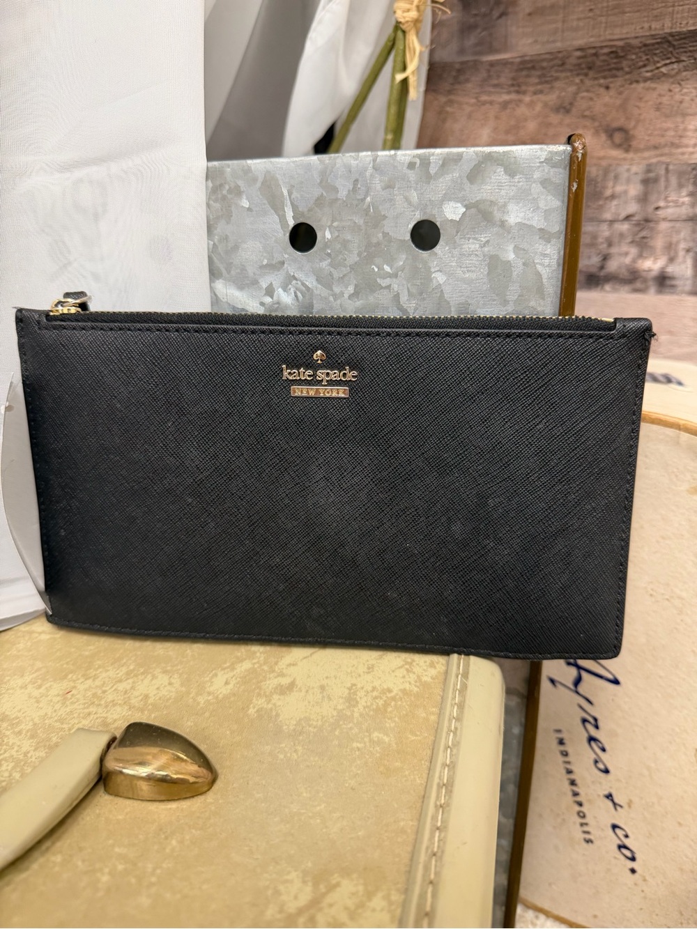 Black Kate Spade New York Saffiano Leather Wallet N/A